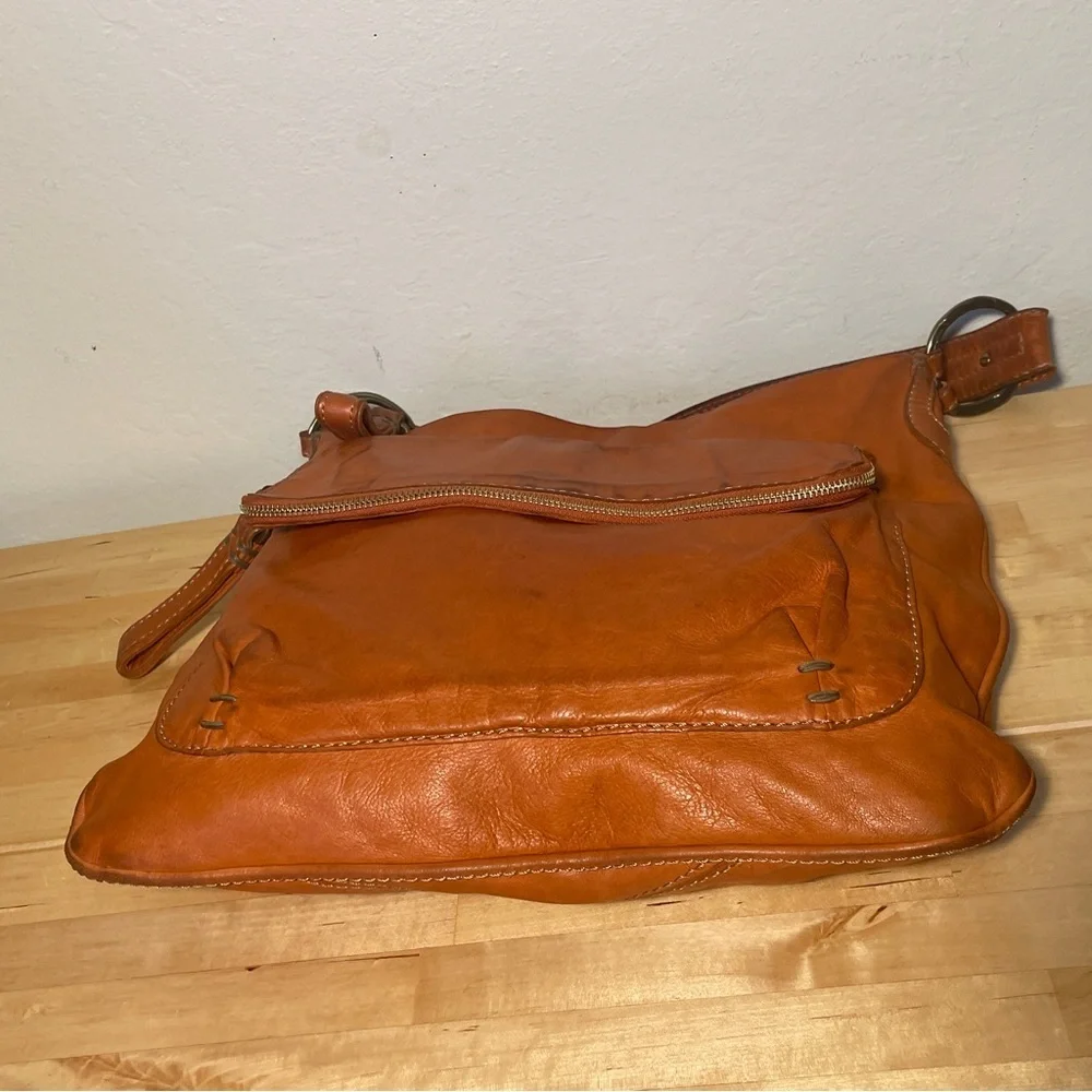 49 Square Miles Orange Leather Hobo Bag Soft Leather Shoulder Purse Artisan Hand